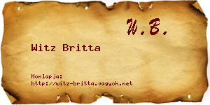 Witz Britta névjegykártya